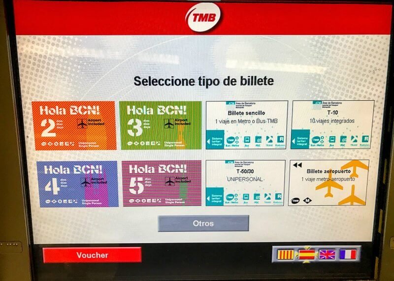 Ticket vending machine screen