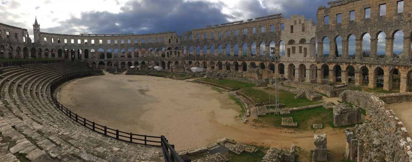 Photo of the arena of the amphitheater in Pula Arena of the amphitheater in Pula