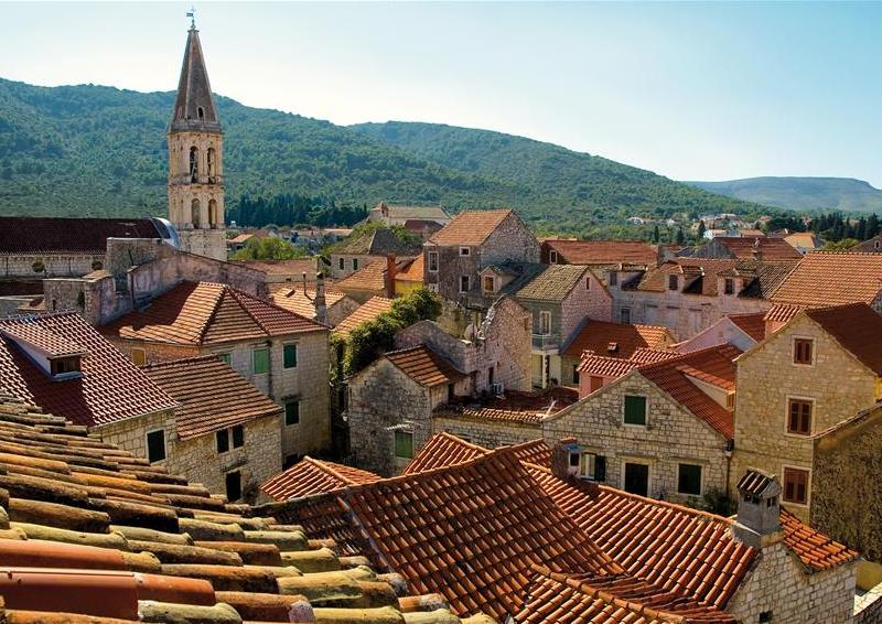 Hvar Island rooftop view Houses of the island of Hvar