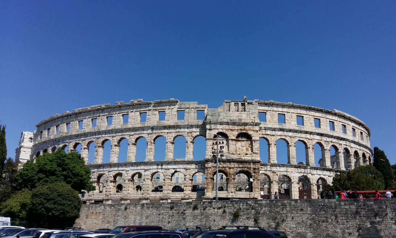 Photo of the huge amphitheater in Pula, Croatia Huge amphitheater in Pula