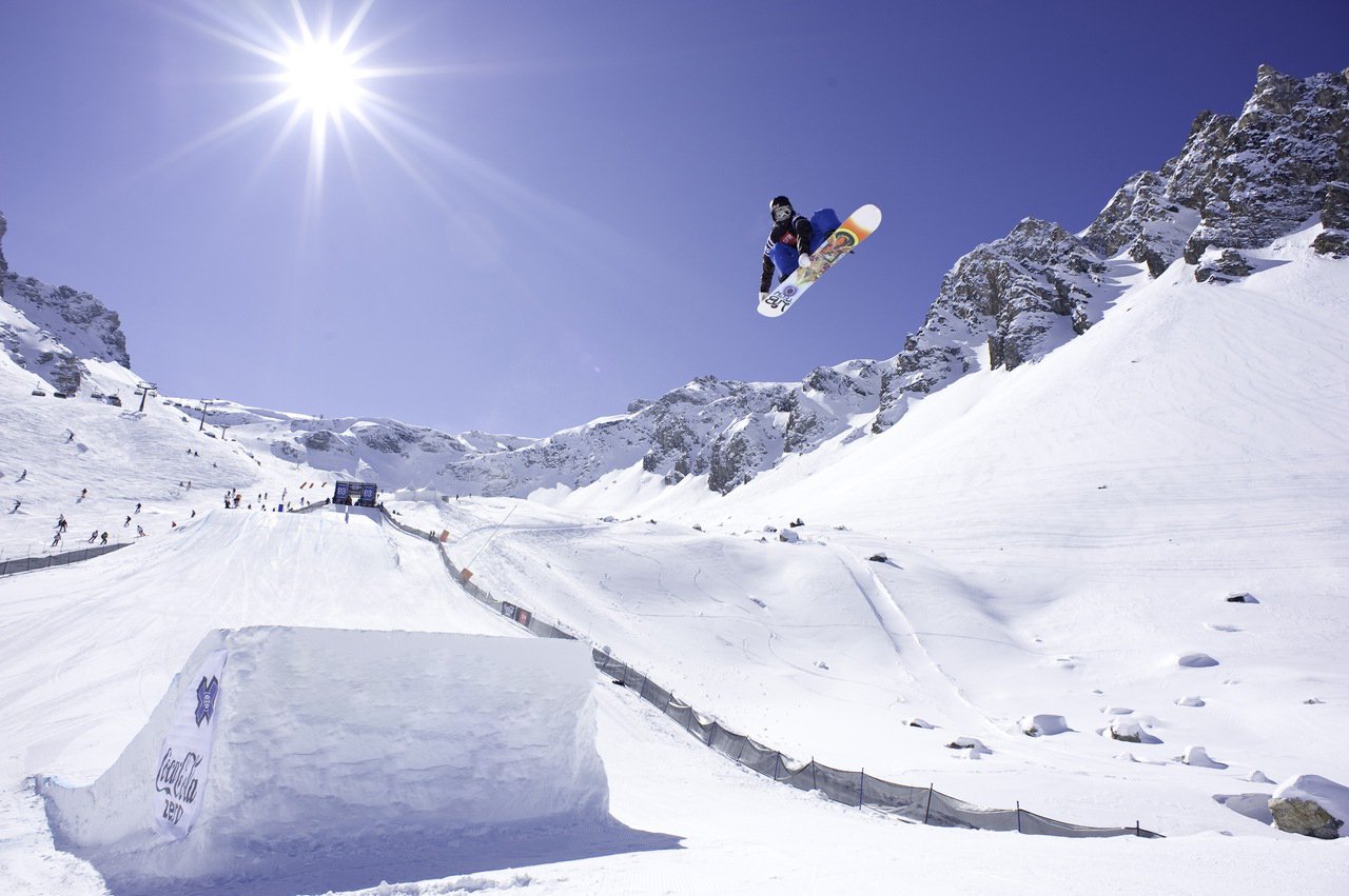 Ski jumps for snowboarders