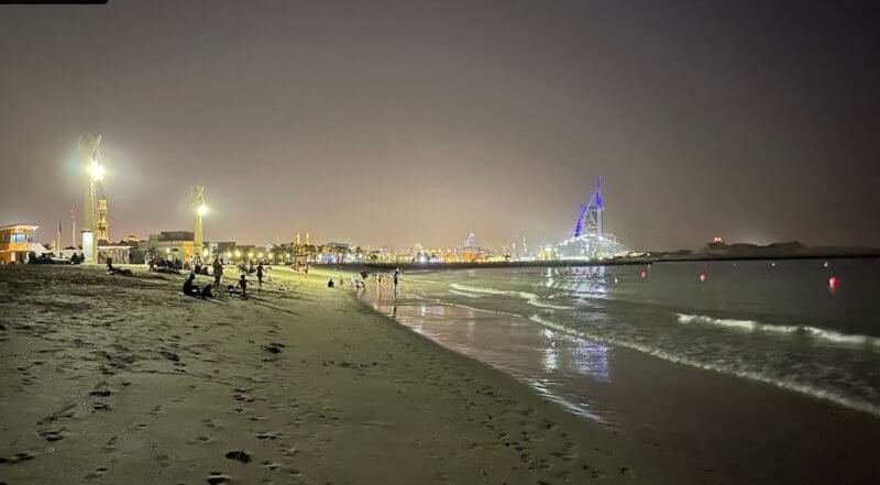 Umm Suqeim Night Swimming Beach at Night