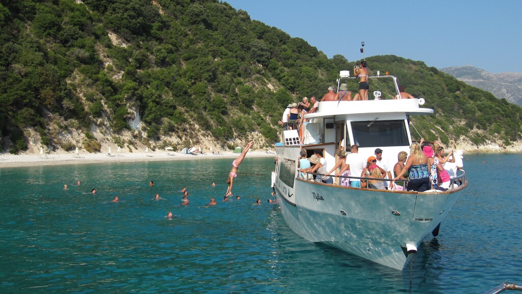 Ithaca Coast Tour and swimming experience Ithaca Island Boat Tour