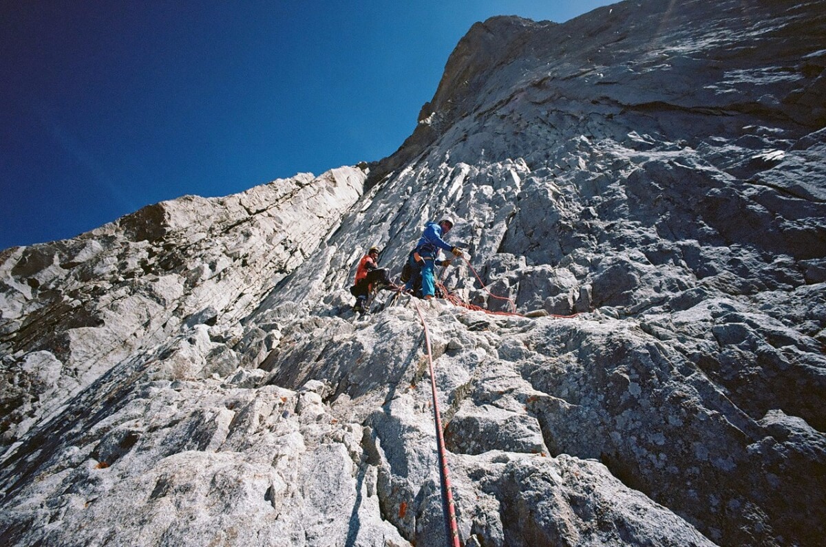 Ascent to the Southern Ushba on the left side of the south-western wall Ascent to Ushba Yuzhnaya