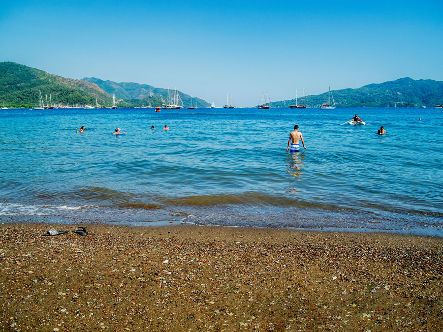 Photo of entering the water on the beach of Marmaris, Turkey Entering the water of the central beach of Marmaris