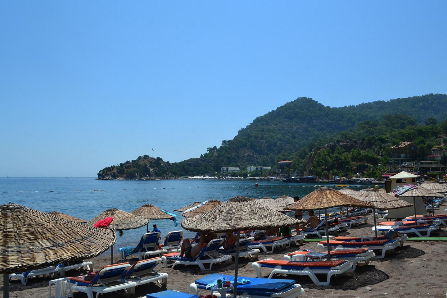 Sun beds and umbrellas on Turunch Beach Turunch Beach holidays
