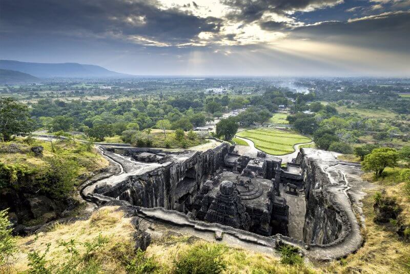 View of Ellora Cave Temple from above