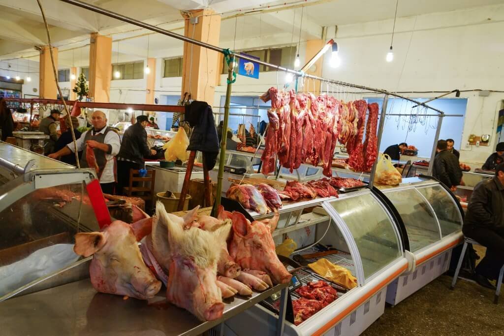 Meat aisles on the market