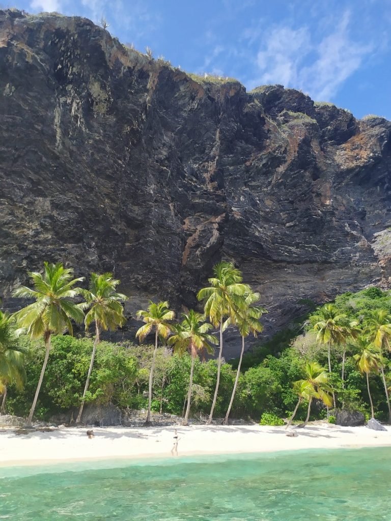 pediment beach on a cliff background