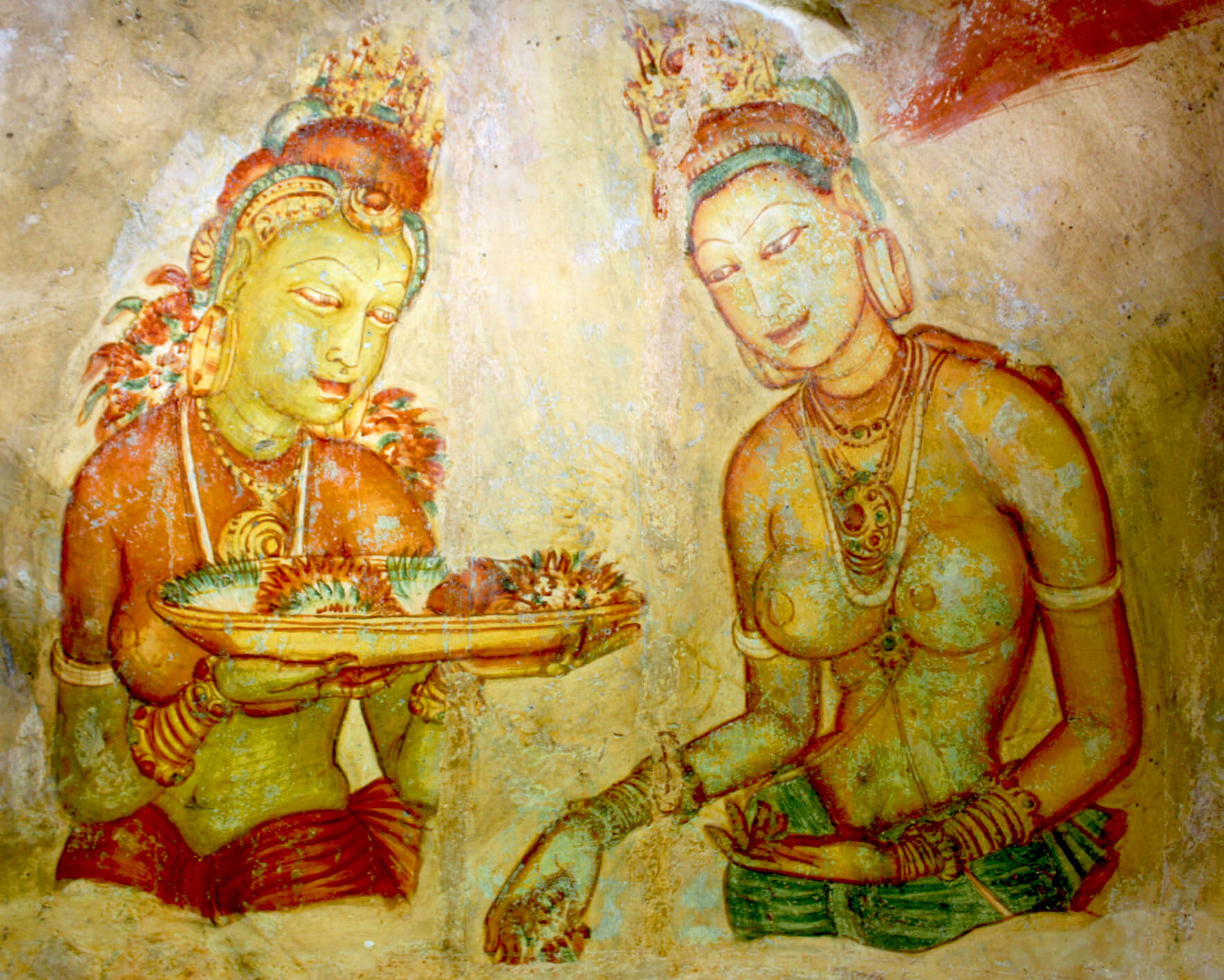 Photos of ancient frescoes on the slope of the Lion Rock Ancient frescoes