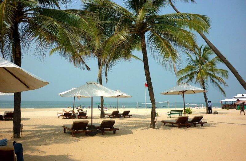 Sun beds on the beach of Mobor