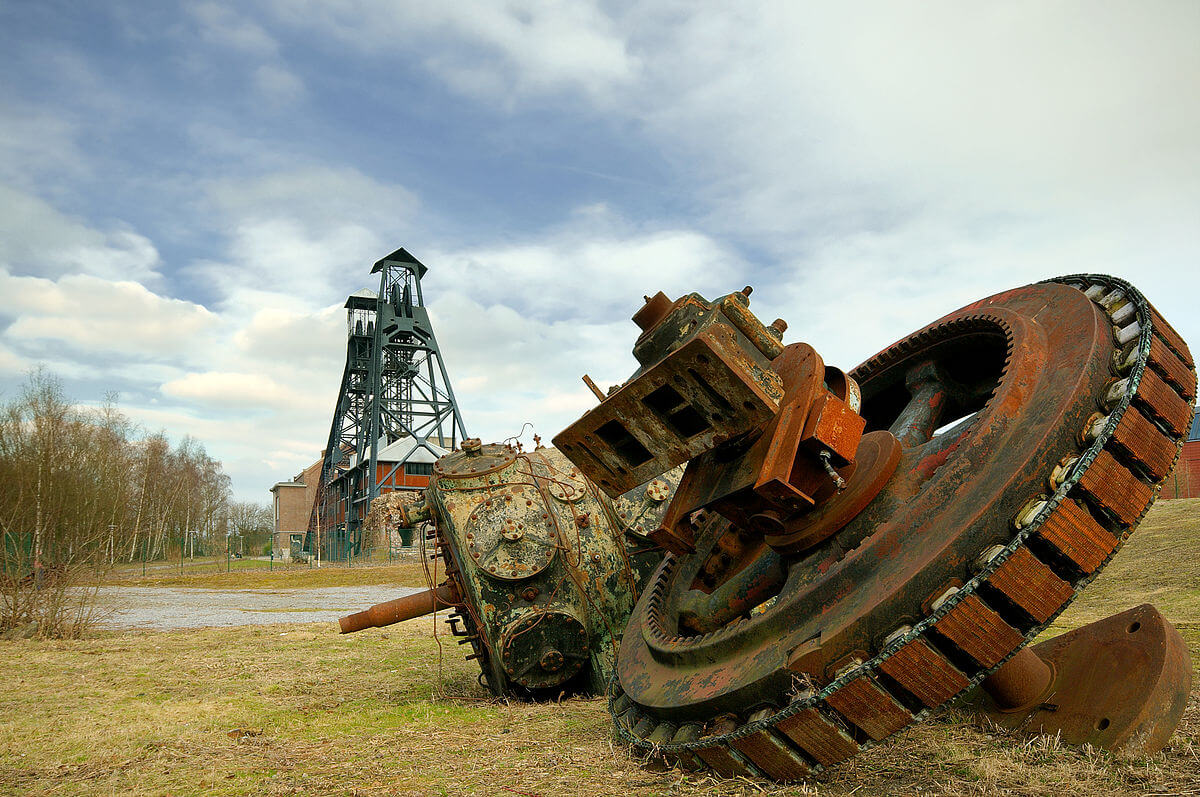 Photo of the former Bois du Cazier coal mine on the territory of Le Bois du Cazier Former Bois du Cazier coal mine