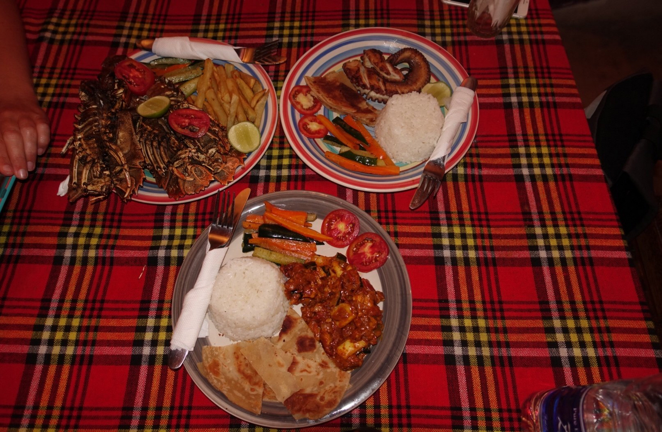 Dinner at one of the Nungwi restaurants in Zanzibar The cost of meals in Nungwi is the lowest on the island