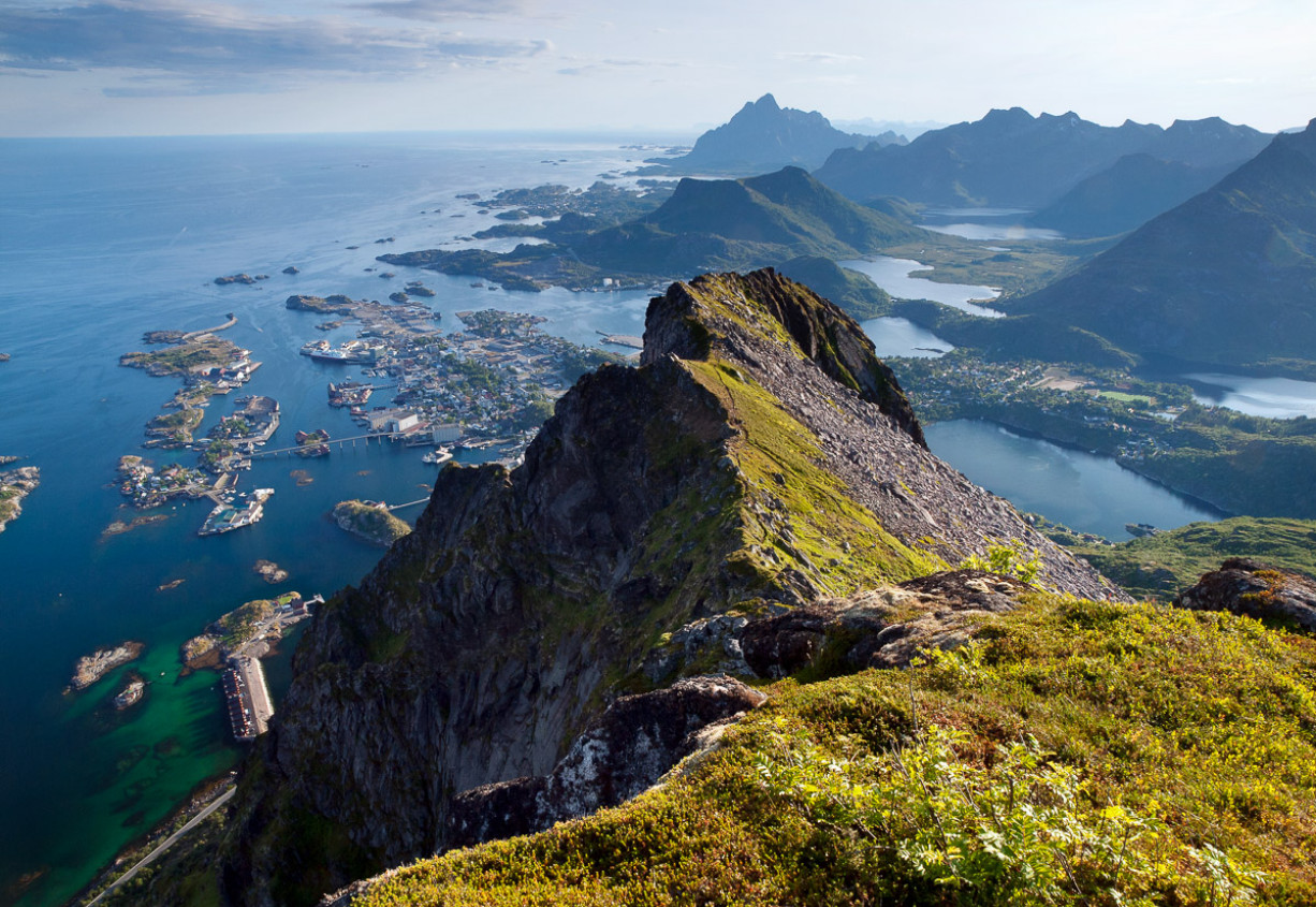 The peak of Mount Floya and the panorama that opens from it, Norway View from Mount Floya