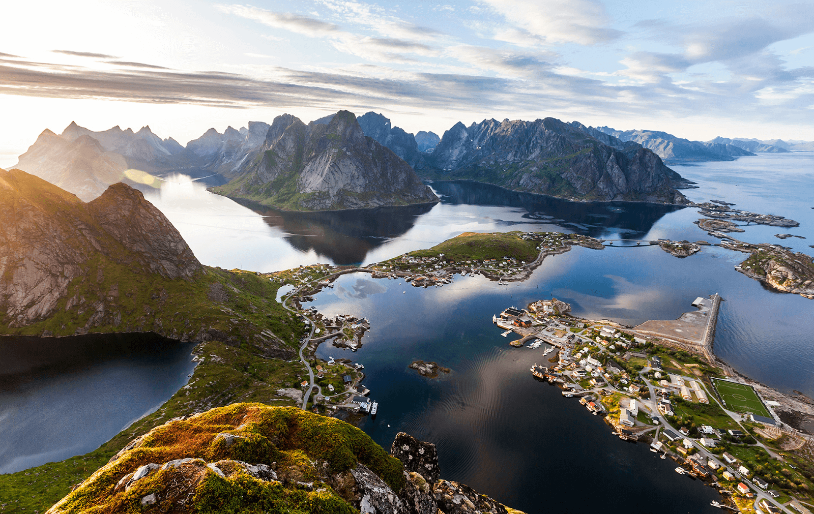 View of Lofoten from one of the observation decks Photo: Lofoten mountain view, summer