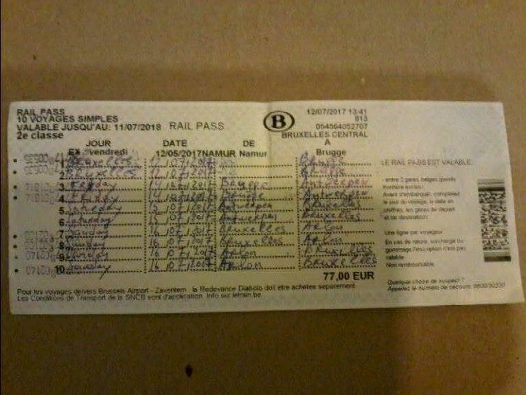 Photo of a train ticket for 10 trips 10-trip train ticket