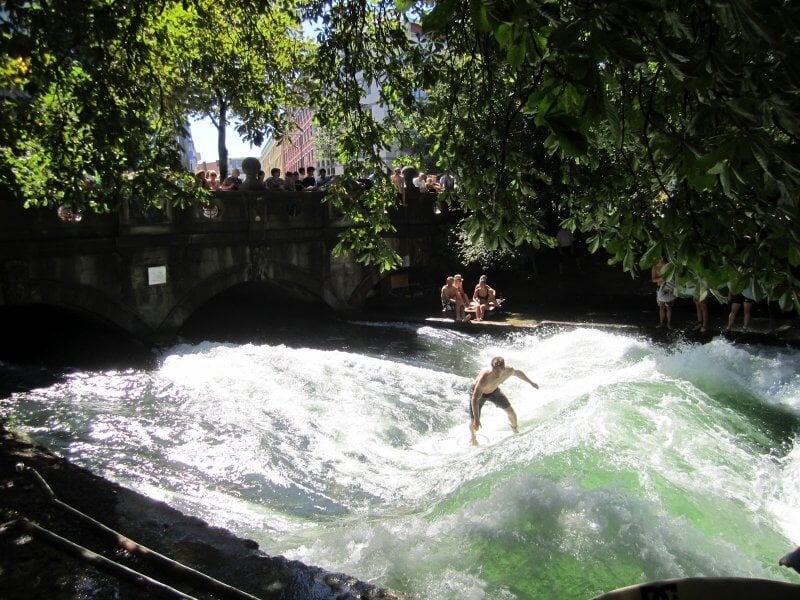 A surfer in Munich's English Park A surfer in English Park