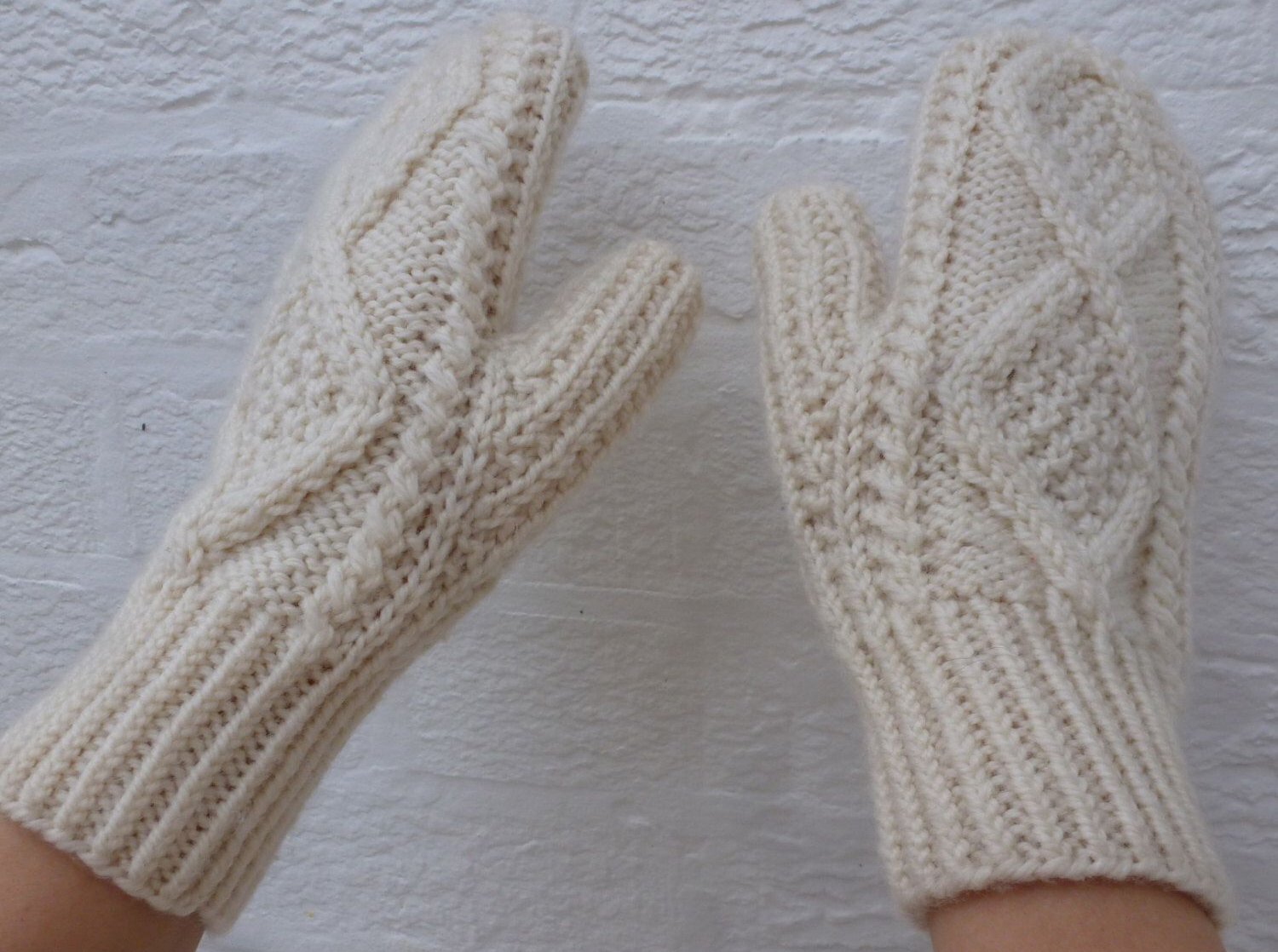 Knitted Aran mittens Knitted mittens