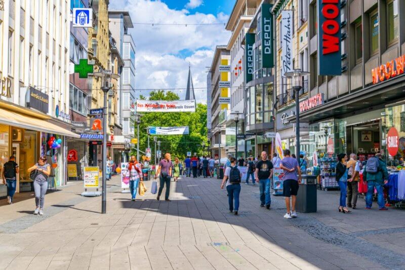 The main shopping street in Essen, Germany