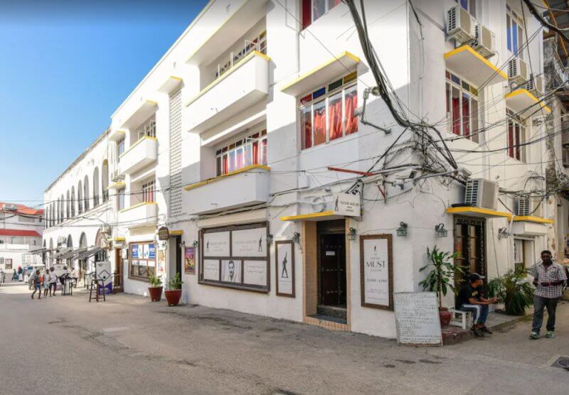 The photo shows the Mercury House in Zanzibar The Freddie Mercury House Museum in Stone Town, Zanzibar