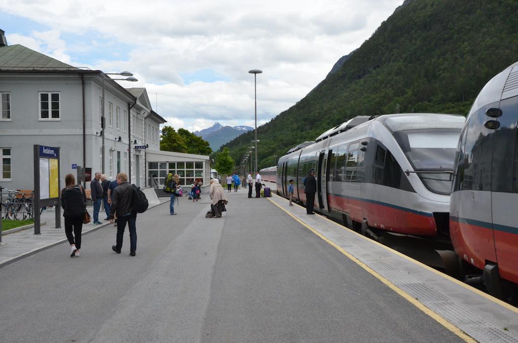 Photo of a train at the Ondalsnes railway station Ondalsnes Railway Station