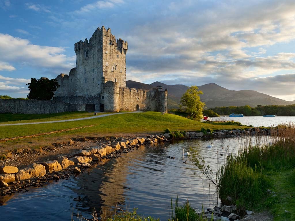 Ross Castle on the shores of Loch Lein Ross Castle, Ireland