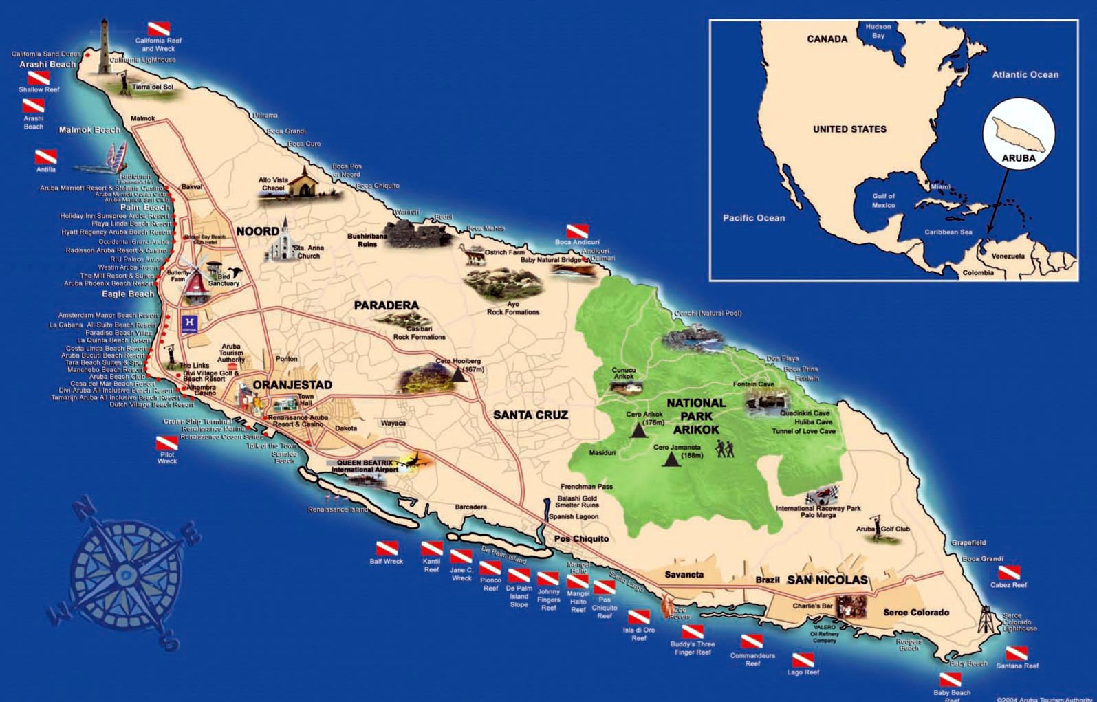 Aruba Island on the map Aruba Island Map