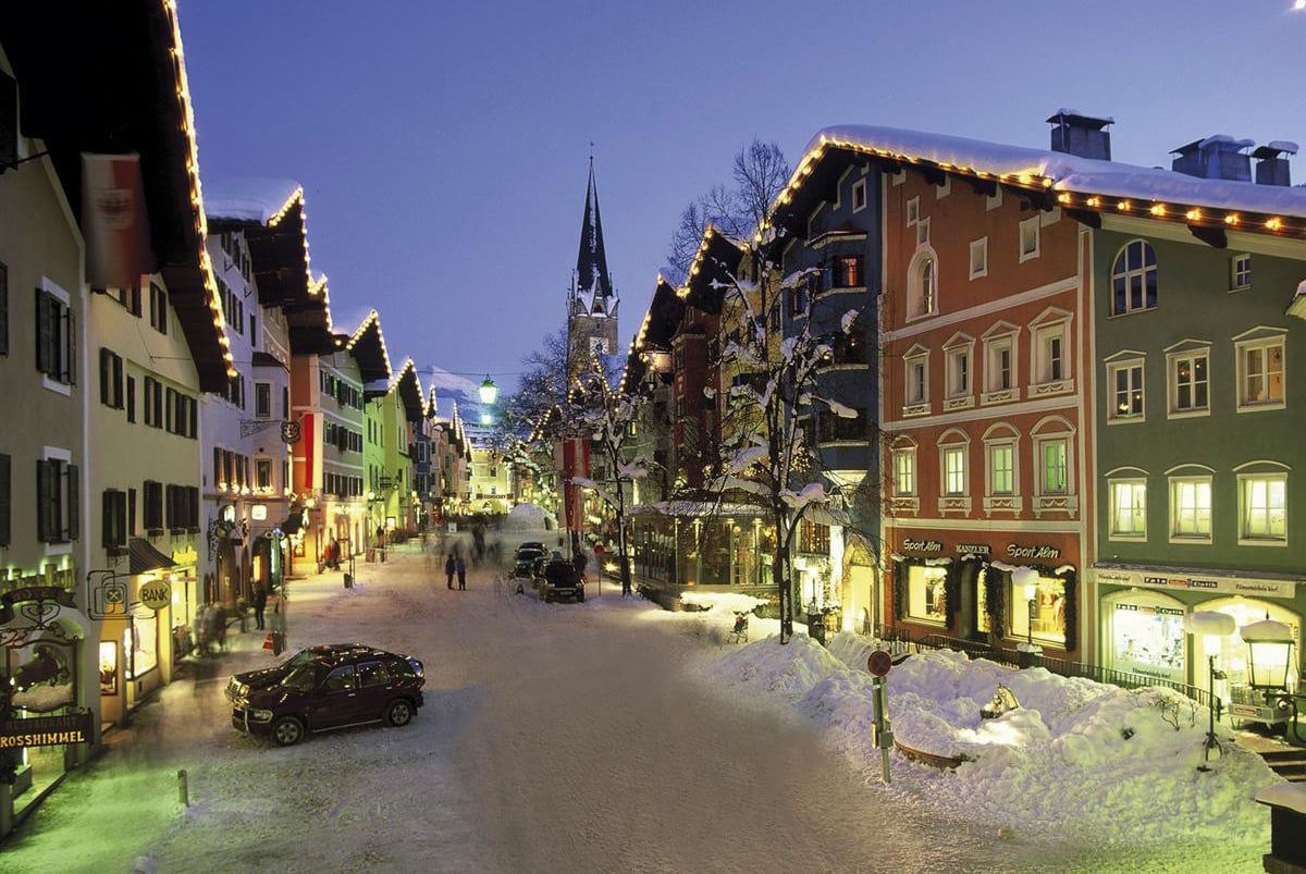 Winter Resort City of Kitzbühel at Night Kitzbuhel Resort
