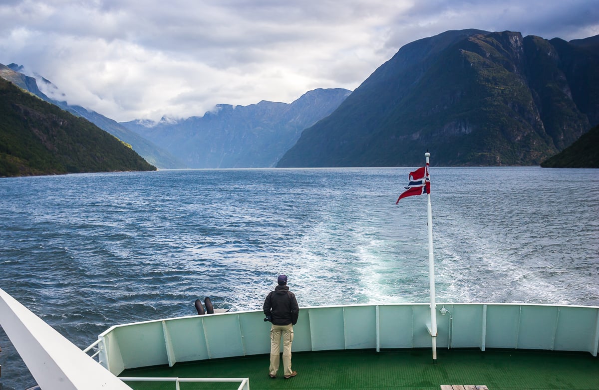 View of Geiranger Fjord from the ferry Ferry ride on the Geiranger Fjord