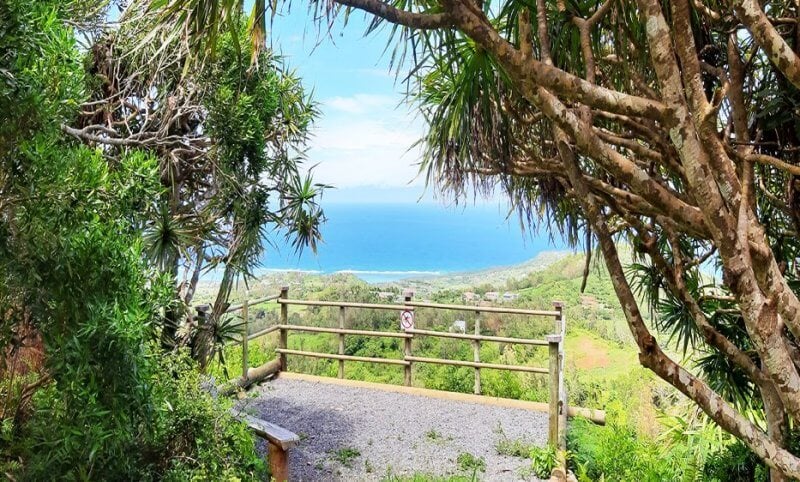 View from the observation deck at Grand Montagne Nature Reserve, Rodrigues, Mauritius Observation deck