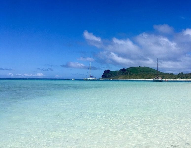 Photo: View of the beach on the island of Gpbriel, Mauritius Blue Water on the Island of Gabriel