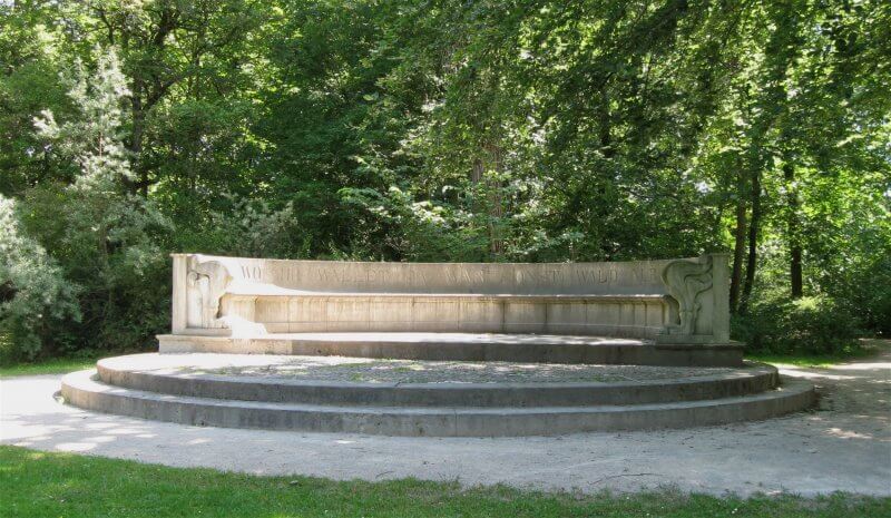A stone bench in the English Garden in Munich Stone Bench