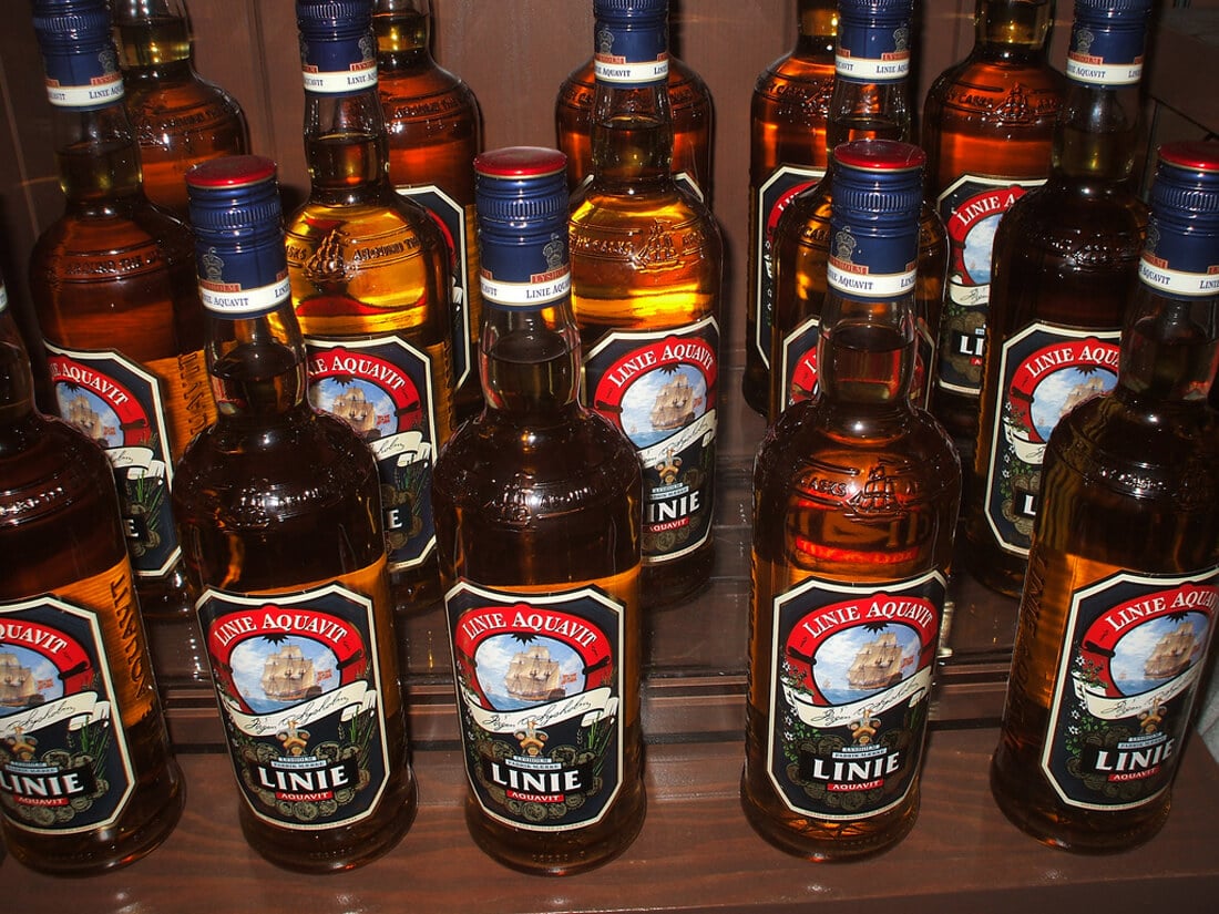 Photos of Linier-Aquavit bottles Lignier Aquavit is a traditional alcoholic beverage in Scandinavian countries