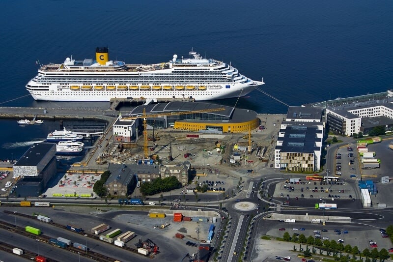 Photo of a cruise ship in the port of Trondheim, Norway Cruise ship in the port of Trondheim