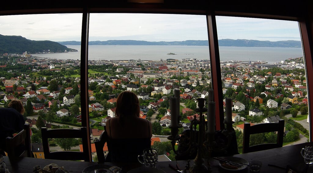 View from the Egon restaurant in the Tyholttårnet rotating tower At the Egon restaurant in the Tower of Tuholt