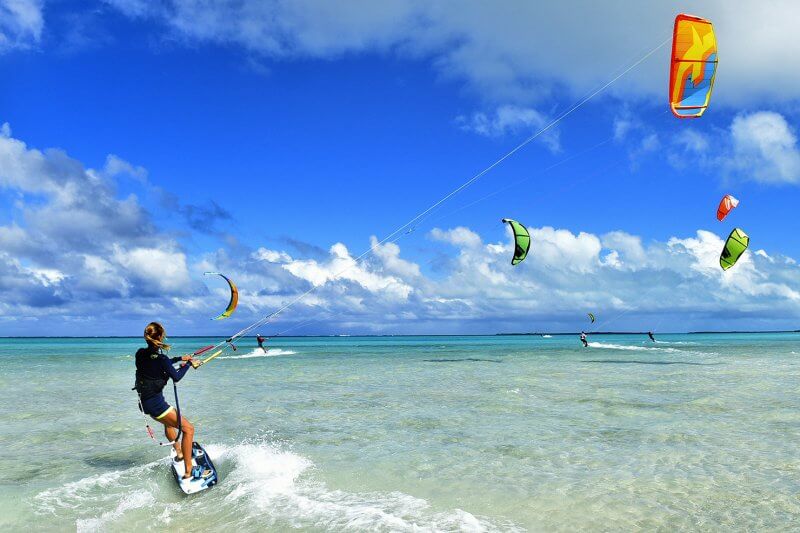 Kitesurfers on Rodriguez Island Kitesurfing on Rodriguez