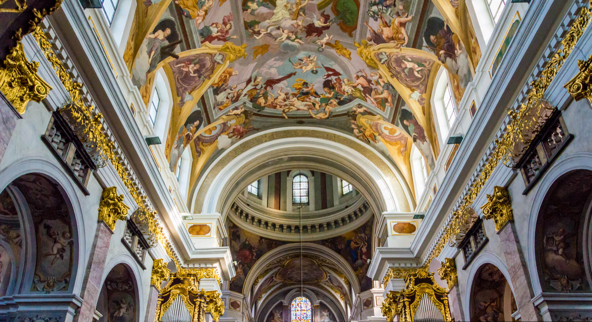 Photo of ceiling paintings in St. Nicholas Cathedral Ceiling painting in the cathedral