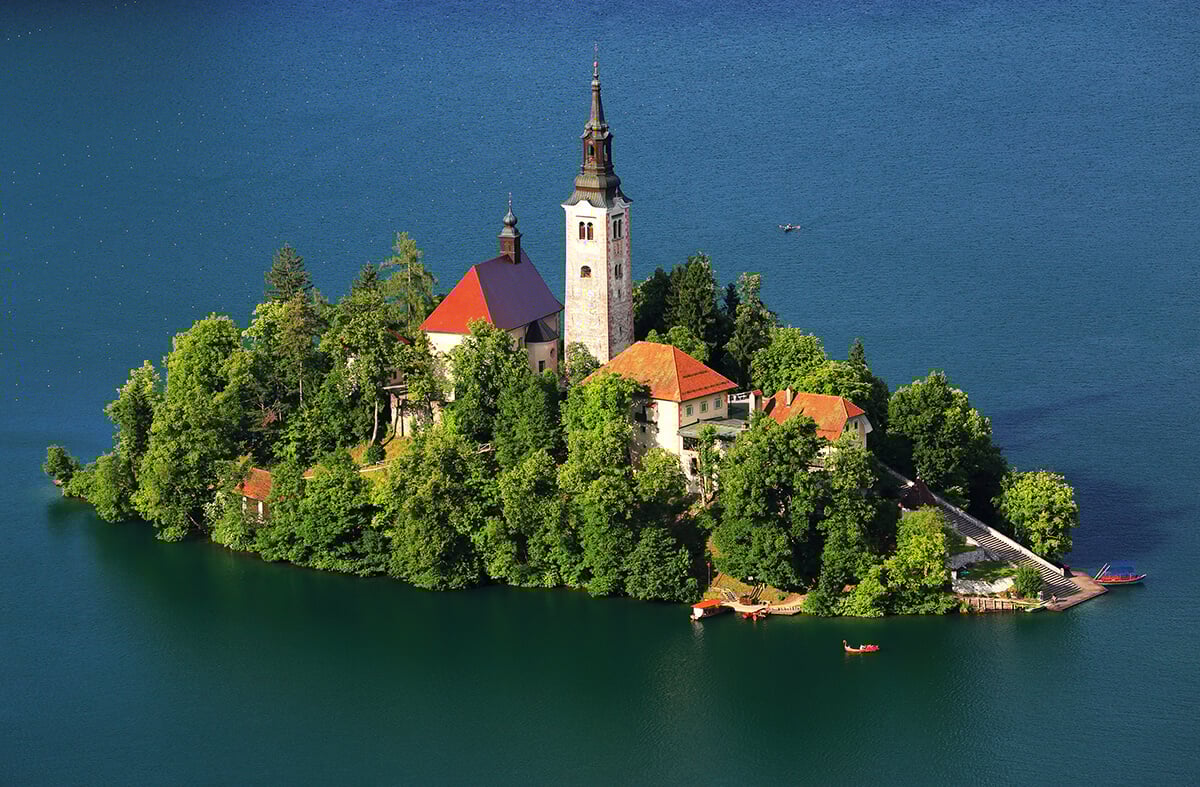 Island on Lake Bled in Slovenia Island on Lake Bled