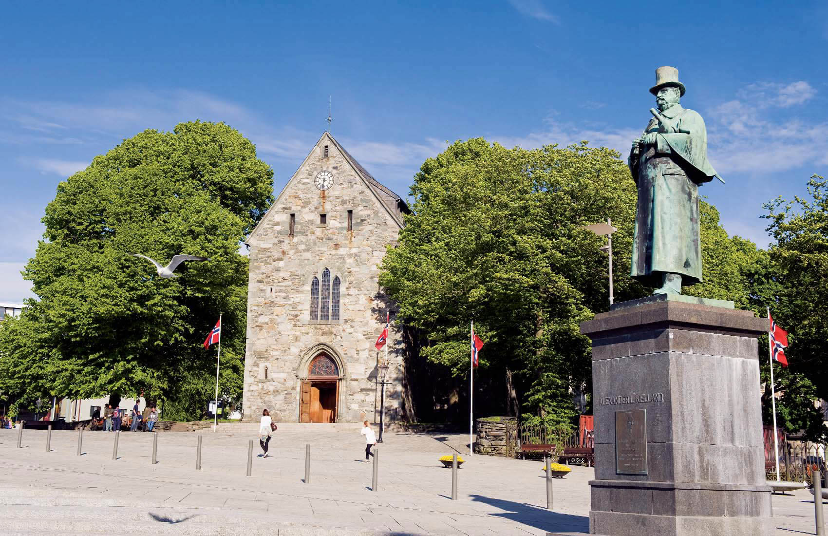 The Cathedral and the monument to the Norwegian writer and playwright Alexander Kielland The Cathedral and the Monument to Alexander Kielland